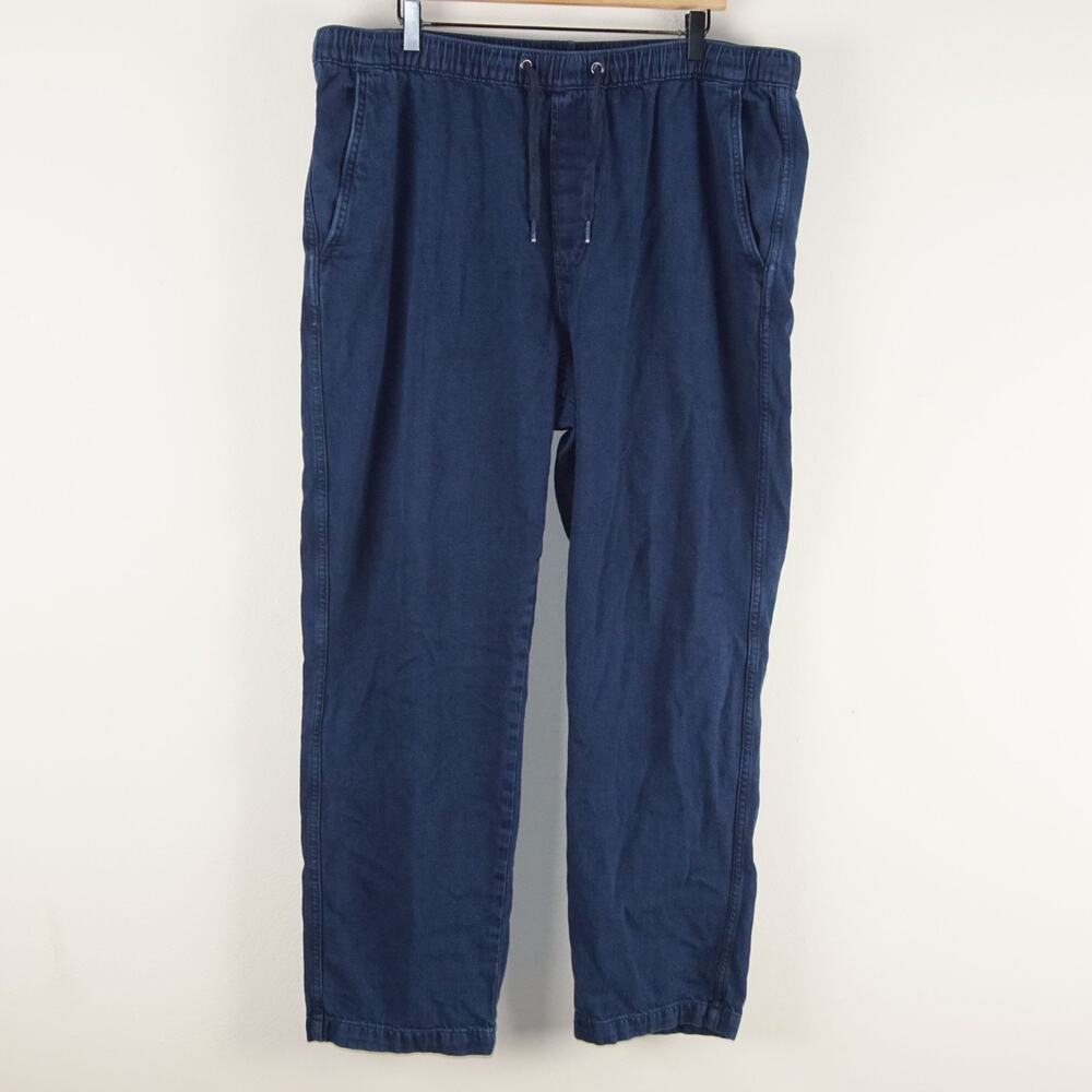 Gap Overdye Pull On Denim Navy Blue Straight Leg Pants Mens Sz XL